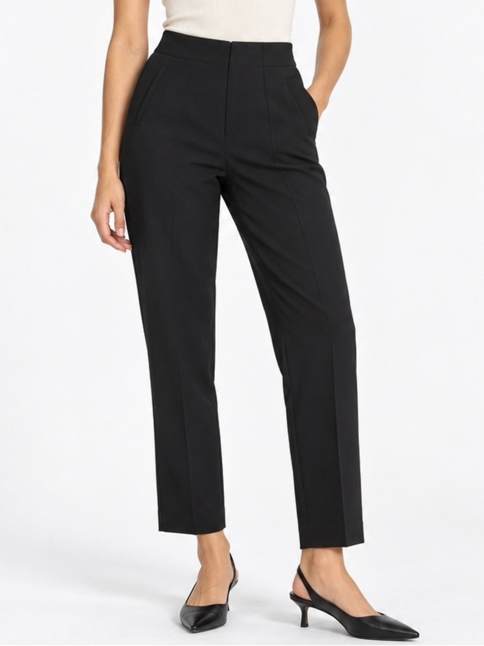 Zara Black High Rise Tailored Straight Leg Ankle Pants Size M